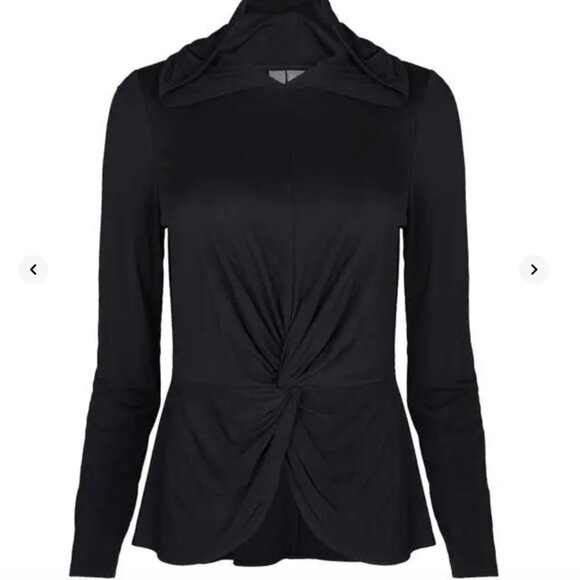 Sweaty Betty | Tori Twist Front Black Hooded Pullover Long Sleeves | Size 6 - Picture 4 of 12